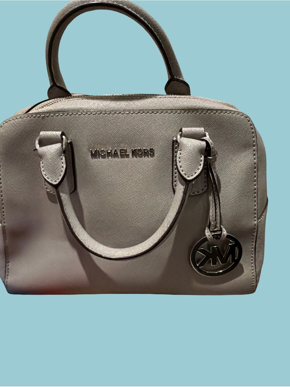 Michael Kors Light Gray Saffiano Leather Satchel